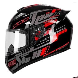 Motorcycle Helmets Red Pse Motocross Helmet Fl Face Biker Breathable Racing Anti-Fall Accessories Wear-Resistant Drop Delivery Automob Otscd