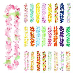 Decorative Flowers 50Pcs Hawaiian Leis Floral Necklace Luau Tropical For Hula Dance Party Favours