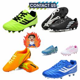 2024 Hot selling outdoor hot blooded combat boots men's football shoes golden sun yellow green air cushion nail anti slip shoes