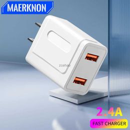 Cell Phone Chargers Universal USB Wall Charger for Samsung 5V 2.4A Dual Port USB Travel Charge Adapter EU/US Plug Mobile Phone Charger