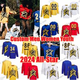 Custom 2024 All-Star Hockey 98 Connor Bedard Jersey Crosby Kucherov Stitch Clayton Keller David Pastrnak Jeremy Swayman Rasmus Dahlin Elias Lindholm Sebastian Aho