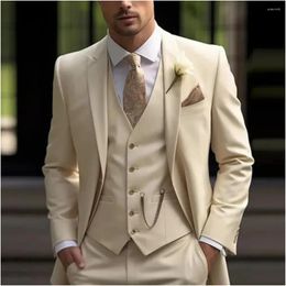 Men's Suits Formal Business Men 3 Piece Set Tuxedos For Wedding Groomsman Prom Party Dress Terno Masculino Blazer Jacket Vest Pants