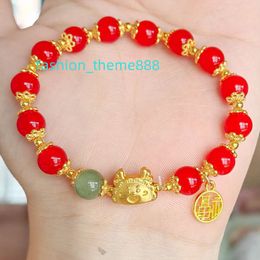 29Kinds Women Girls Cute Red Glass Bead Lucky Tag Gold Dumpling Dragon Bracelet for 2024 New Year Gift Friendship Jewelry