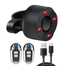 Lights USB Rechargeable Wireless Anti Theft Alarm with Remote Control Smart Bike Tail Light Alarm 110dB Brake Light Vibration Sensing