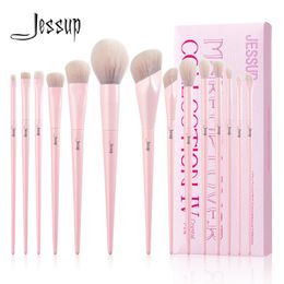 Jessup Pink Makeup Brushes Set 14pcs Make up Brushes Premium Vegan Foundation Blush Eyeshadow liner Powder Blending BrushT495 240118