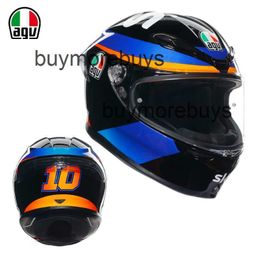 Full Face Open New Agv Motorcycle Helmet Ks Full Helmet Four Seasons Male and Female Cycling Motorcycle Full Cover Running Helmet Anti Fog Lightweight FMDF