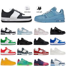 Classic Monogramess LVESAF1 Casual Designer Shoes Denim Canvas Virgils Trainers patent Leather Low Tops Panda Black White Green Blue Red men women Loafers Sneakers