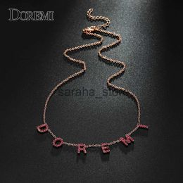 Pendant Necklaces DOREMI 9mm 5color Personalised Custom CZ Stone Crystal Name Necklace for Woemn Choker chain Letter Necklaces Custom Jewellery Gift J240120