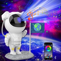 Speakers Bluetooth Speakers With Powerful Sound Astronaut Shape Galaxy Star Projector Light Christmas Birthday Gift for Men Women Friend