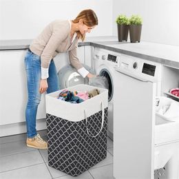 75/82L Waterproof Large Capacity Laundry Basket Collapsible Laundry Storage Basket Cotton Linen Laundry Hamper with Handles 240118