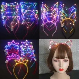 Party Hats 1pcs Light Blink Led Glow Animal Rabbit Crown Cat Fox Ears Headband Cosplay Prop Party Gift Hair Accessories Halloween Christmas YQ240120