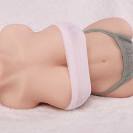 A Half body silicone doll physical male double hole masturbator Aeroplane cup vagina buttocks large chest inverted Mould adult sex toy 0IL5