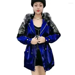 Women's Trench Coats Ln Winter The Clothing Pie Overcomes Warm Fur Collar And High-grade Shiny Imitation Rex Lining Coat Tide