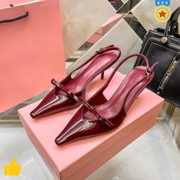 sandals famous designer women slip cucumber hook cloth heels women sandals Classic high heels with pointed bow ties 5cm