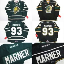 #93 Jersey OHL London Knights CCM Premer 7185 Mitch Marner Mens 100% Ed Embroidery Ice Hockey Jerseys Green 4324 6427 7611