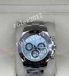 Clean Factory Men's 116506 IceBlue Dial PLATONA Brown Ceramic Bezel White Gold wrapped 904L Steel Best Edition 4130 Movement Chronograph Automatic Watch Waterproof