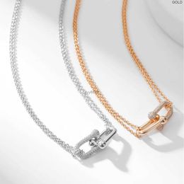 T Necklaces Pendan s Erling Silver Family Baby Same Double Ring Necklace High Quali y 18k Rose Gold Hardwear Bamboo Kno Full Diamond Collar Spvx