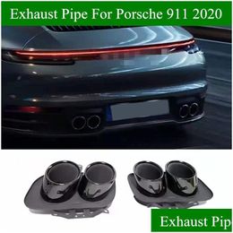 Exhaust Pipe Pair Sier Stainless Steel Car Rear Exhausts For Porsche Carrera 911992 Double Muffler Tips Drop Delivery Automobiles Moto Otftb