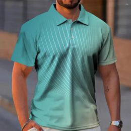 Men's Polos Polo Shirt Summer Tees Gradient Print Short Sleeved Shirts Fashion Pattern Tops Oversize Streetwear Breathable