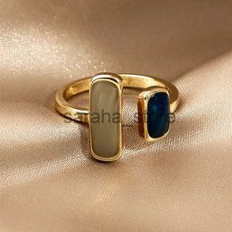 Band Rings New Adjustable Colourful Drip Glaze RWomen Fashion Retro Geometric Gold Colour Metal Rings WeddJewelry Birthday Gift J240120