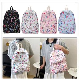 School Bags Laptop Backpack Butterflies Print Casual Book Nylon Large Capacity Cute Fashion Simple Floral For Outdoor Camping