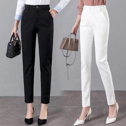 Capris Suit pants Ladies New 2022 Summer Korean Profession Split Ninth pants Women High Waist White Allmatch harem casual pants Female