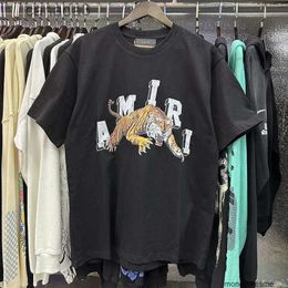 Fashion Clothing Mens Designer Tees T-shirts Tiger Bite Double Yarn Pure Cotton T-shirt Men Women Pure Tshirts Rock Hip Hop Tops O49X