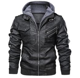 veste cuir homme Leather Jackets Men Autumn Winter Casual Hooded Coats Mens Motorcycle Biker Leather Jacket 4XL Jaqueta Couro 20112776664