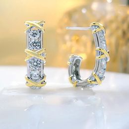 Stud Earrings Light Luxury Versatile Niche Fashion Trend S925 Sterling Silver Set With High Carbon Diamond Engagement Jewellery