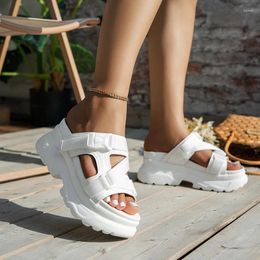 Slippers Women 2024 Platform Ladies Wedge Heels Shoes Height Increaming Buckle Thick Soled Beach Heeled Sandals Chausson Femme