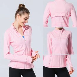 LU 1u 2024Yoga Women Define Workout Sport Coat Fiess Jacket Sports Quick Dry Activewear Top Solid Zip Up Sweatshirt Sportwear Hot Sell