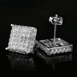 Stud Huitan Minimalist Square Stud Earrings for Women/Men Micro Paved CZ Stone Fashion Versatile Couple Earrings 2022 Trend Jewellery J240120