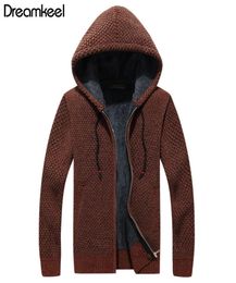 Cotton Hooded Men039s Winter Padded Knitted Sweater Men Jacket Thick Velvet Fur Jacket Cardigan Spring Outdoors Sweaters5609503