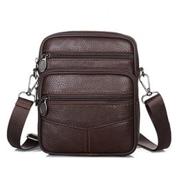 Mens Genuine Leather Crossbody Shoulder Bags High Quality Tote Fashion Business Man Messenger Bag Fanny Pack 240119