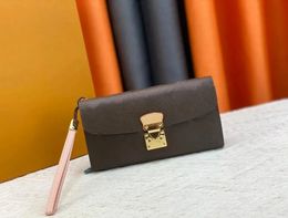 Walletshigh quality Double zipper Wallets Leather Wallet Holders For Brown flower women Purse Luxury Purses Cross Body Wallets Zippe