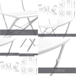 Garden Sets Sr Steel Patio Bistro Set Folding Outdoor Furniture 3 Piece Of Foldable Table And Chairs White Drop Delivery Home Dhg1Q