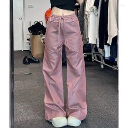 Women's Pants HOUZHOU Y2k Pink Cargo Parachute Women Harajuku Hippie Streetwear Oversize Baggy Trousers Korean Fashion Sweatpants Grunge