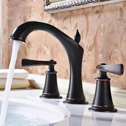 Bathroom Sink Faucets 7 Colours Solid Brass 2-Handle Widespread Faucet Lavatory Mixer Double Handle Tap Deck Mounted