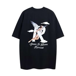 American Fashion Brand Representa Life Angel Letter r Printed Short Sleeve T-shirt Men's and Women's High Street Half Sleeve Shirt Designer pullover sportswear JBNG