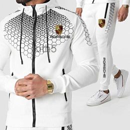 Men's Tracksuits Sports Suit Long-sleeved Top with Zipper Jogging Pants 2-piece Set of High Quality 3d Fashion Spring and Autumn s IYAU