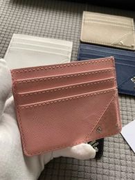 2024 New Mens Women's Fashion Classic Brown flower Plaid Casual Credit Card ID Holder Leather Ultra Slim PINK Wallet Packet Bag Holders with box