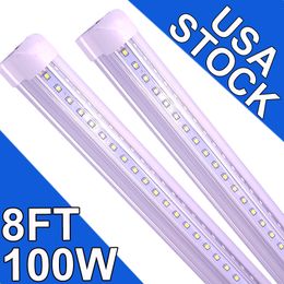 LED Shop Light 8Ft, 100W LED Tube Light Fixture, 8 foot Clear Cover Cool White 6500K, V-Shaped Integrated Fixture for Cooler Door Lighting 25Pack Warehouse usastock