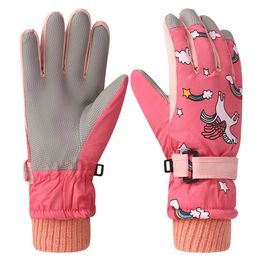 Winter warm ski gloves Kids snowmobile mittens waterproof ski snowboard sports gloves Kids boys Unicorn gloves Girls 240118