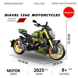 Blocks Technical Diavel 1260 1 5 Motorcycle Model Building Blocks MOC Module Racing Vehicle Bricks Motorbike Toys For Children Boy Gift 240120