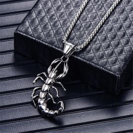 Cool Punk Scorpio Scorpion Pendant Necklaces Male 14K White Gold Necklace For Men/Women Fashion Jewellery 2024