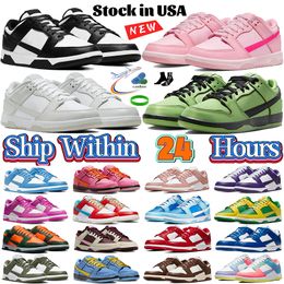 US Stocking Homens Mulheres Correndo Tênis Local Armazém Flat Sneakers Branco Preto Panda Baixo Sapato Photon Poeira Universidade Azul Cinza Nevoeiro Triplo Rosa Designer Mens Treinadores