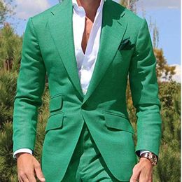 Men's Suits Latest Design Mens Dinner Suit Groom Tuxedos Groomsmen Wedding Blazer For Men Trendy Green (Jacket Pants)Tailor-Made Set