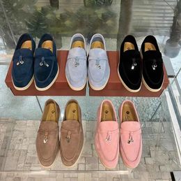 2024 Neue Abendschuhe Loro Charms Walk 18 Farben Mokassins für Pianas Hotel Damen Casual Travel Flat Loafer Schwarz Weiß Sneaker Schuh Tennis Warm Büro Karriere Wanderung Laufen