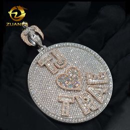 Custom 3 Inches Hip Hop Jewelry Angle Bail Solid Back Iced Out Moissanite VVS Diamond Pendant