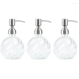 Storage Bottles 3PCS Round Glass Refillable Liquid Soap Dispenser Pump Bottle For Bathroom Vanity Countertop Kitchen Sink